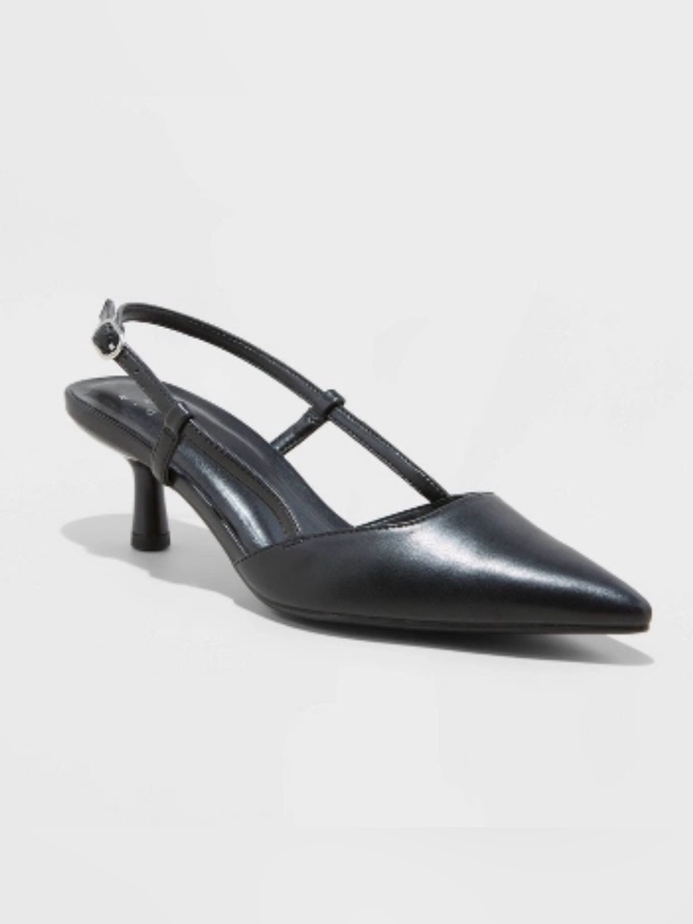 a new day Black Pointed-Toe Slingback Kitten Heels gently worn